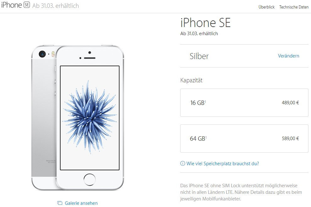 Цена iPhone SE в Германии